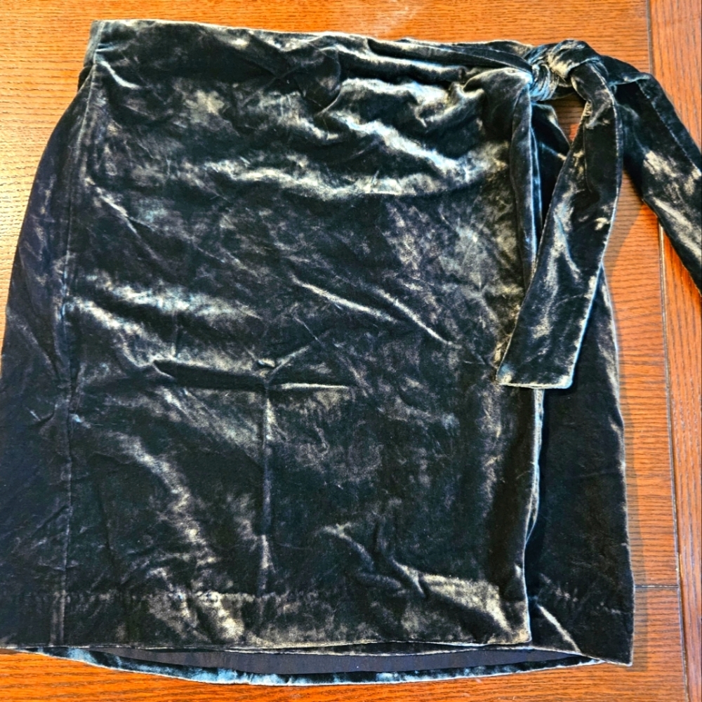 Ann Taylor Dark Gray Velvet Faux wrap skirt NWT